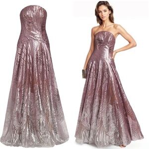 RENE RUIZ COLLECTION Sequined Strapless A-Line Gown gradient effect Maxi Dress